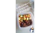 Boulettes de boeuf sauce bourguignonne et pomme de terre aux herbes fraiche 